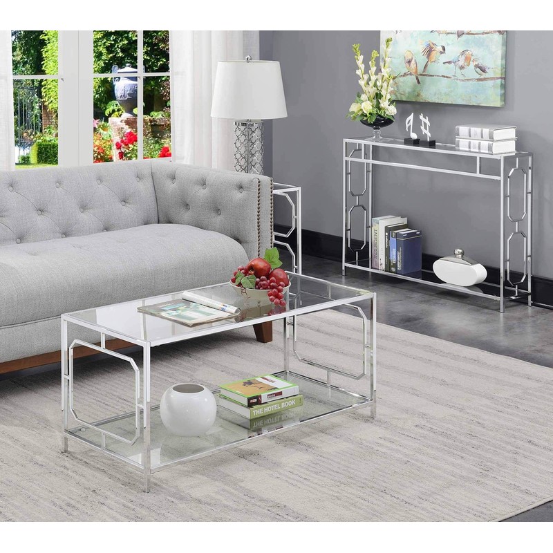 Convenience Concepts Omega Coffee Table, Chrome Frame