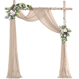 Ghope Wedding Arch Curtain White Valance Transparent Tulle Wedding Background Curtain Backdrop Curtains Wedding Arch Curtains Decoration for Photography Party Wedding Archway Ceremony