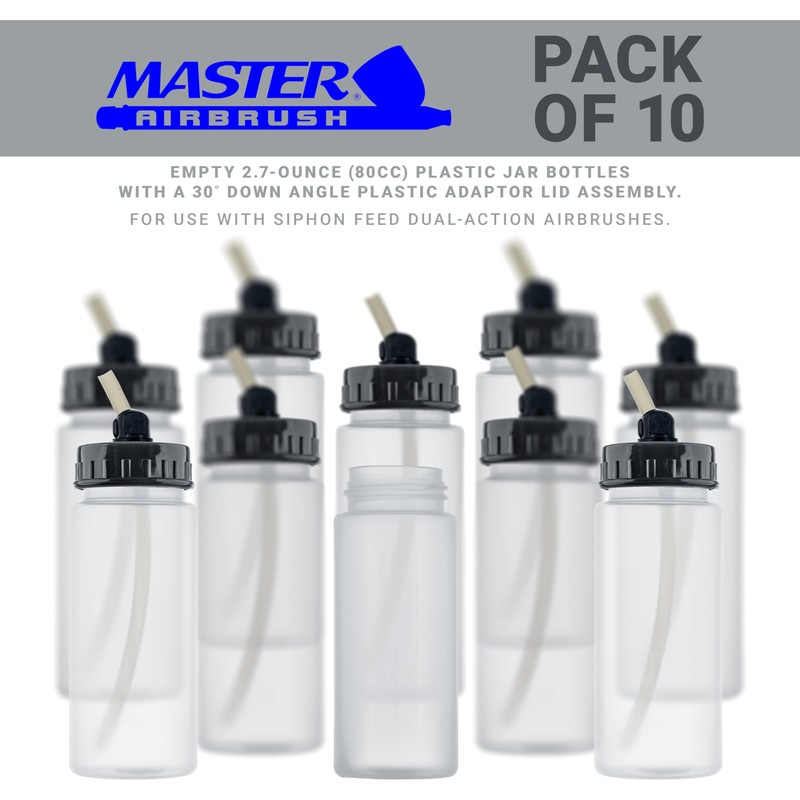 Master Airbrush (Pack of 10 TB-008 Empty 2.7-Ounce (80cc) Plastic