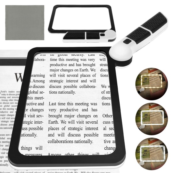 5X Page Magnifying Glass with 3 Lighting Modes for Reading