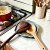 Large Ceramic Double Spoon Rest, Blue Durable Spoon Holder for