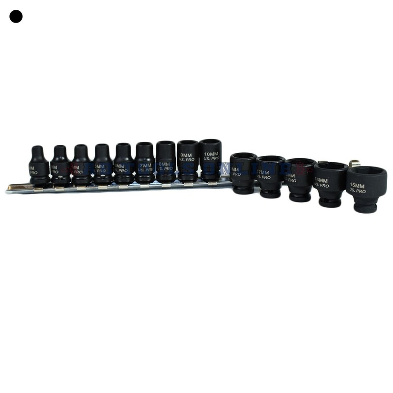 1/4" Drive Metric Shallow Impact Sockets 6 Sided 14pc 4mm