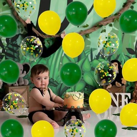 Green Yellow Confetti Balloons, 40pcs 12 Inch Green Yellow Party Balloons,Natural Latex Balloons for Men Women Girls Birthday, Wedding, Bridal Shower, Graduation, Casino Theme Party Decorations