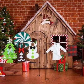 5 Pieces Christmas Elf Accessories, Elf Doll Costume Lovely Snowman Gingerbread Man Christmas Tree Couture Outfits and 1 Elf Doll Bathrobe and 1 Red Green Plaid Sleeping Bag for Boy or Girl Elf Doll