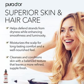 PURA D'OR 4 Oz Organic Castor Oil – Pure Cold-Pressed, Hexane-Free, USDA Certified – Lashes, Brows, Hair, Scalp, Skin – Botanical Moisturizer Supporting Softness, Strength, Hydration, Shine & Radiance