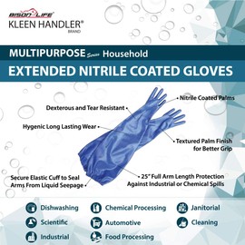 Kleen Handler Kleen Mitt Nitrile Gloves | Non-slip Textured Palm Finish, Tear Resistant Long Lasting Protection against Oils, Fuels, Abrasions and Liquids, Blue, Extra Large (1 pair = 2 gloves)