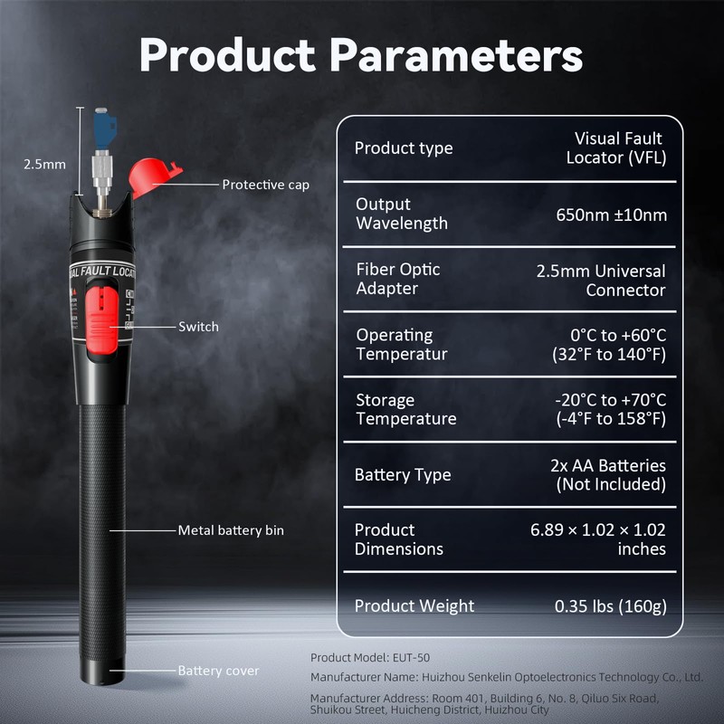 Visual Fault Locator - VFL Fiber Optic Tester Kit with