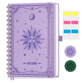 EMSHOI Notebook A5 Lined Notepad, College Pad with 100 g/m² Paper, 140 Numbered Pages, Hardcover Notebooks for Creative Writing, Work and School, 15.4 cm x 21 cm - Light Purple