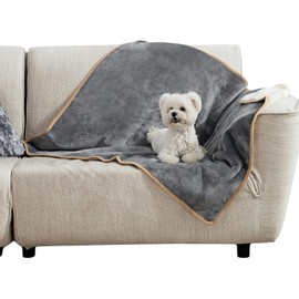 TARODEA Waterproof Dog Blankets for Medium Dogs - Medium Cat Blanket Washable for Couch Protection, Sherpa Fleece Puppy Blanket, Soft Plush Reversible Throw Furniture Protector (Grey, 76x102cm)