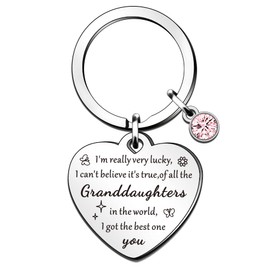 QMVMV Granddaughter Gifts from Grandma Grandad Birthday Christmas Keyring for Granddaughter
