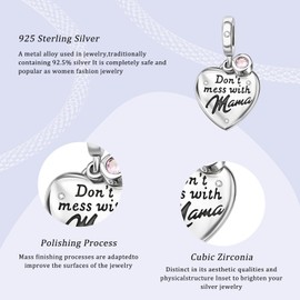 Simphman Easter Graduation Women's Day Charm Pendant 925 Sterling Silver Charms Bead Charms for European Bracelet and Necklace 5A Cubic Zirconia Bracelet Charm Birthday Jewellery Gift for Women