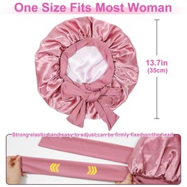 ZeYou Silk Bonnet for Sleeping for Women, Double Sided Silk Hood for Sleeping, Silk Bonnet Sleep Cap for Night, for Women and Girls, All Hair Types (Pink), pink