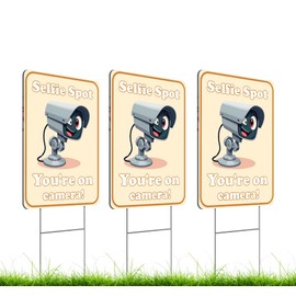 Set of 3 Double Sided 12x8 Inches Plastic Sign "Selfie Spot You're on Camera!" - Video Surveillance Signs Outdoor - No Tresspassing Surveillance Private Property - This House is Under Guard