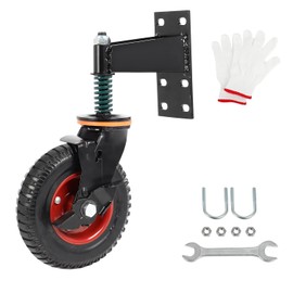 8 Inch Fence Gate Wheels, Gate Wheel for Metal Tube Gate Wooden Fence Gate, 600lb Capacity 360 Degree Rotation Heavy Duty Gate Wheel with Nuts Wrench Gloves