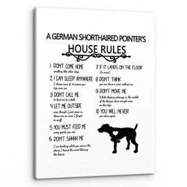 PHAMTE A German Shorthaired Pointer’s House Rules Wall Art, Funny German Shorthaired Dog Quote Print Framed Canvas Painting Artwork Home Bedroom Living Room Girls Room Decor（11x14 Inch）