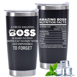 Cessfle Boss Day Gifts for Boss Lady, 20oz Funny Boss Lady Tumbler, Boss Lady Nutrition Fact Gifts for Women Manager Coworker Employer, Best Boss Gifts For Women, Boss Retirement Gifts For Women (03)