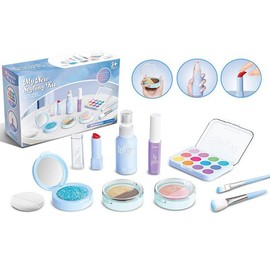 WenToyce Kids Pretend Play Make Up Case and Cosmetic Set, Durable Beauty Kit Hair Salon with 10Pcs Makeup Accessories for Girls, Blue