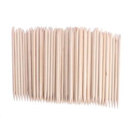Beauticom Double Sided Cuticle Wood Stick Pusher Remover - Pointed end and Tapered Flat End - For Manicure and Pedicure Tools (100 pieces)