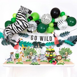 Ercadio 10PCS Jungle Animals Cupcake Toppers Three-Dimensional Lion Monkey Zebra Giraffe Elephant Table Centerpiece Safari Animals Theme Baby Shower Kids Birthday Party Decor Supplies