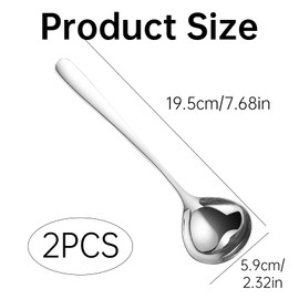Set of 2 Soup Ladles, Stainless Steel, Ladle, Small Sauce Spoon, Sauce Ladle, Long Soup Spoon Set, Silver Soup Ladle, Dressing Spoon, Sauce Cream Spoon