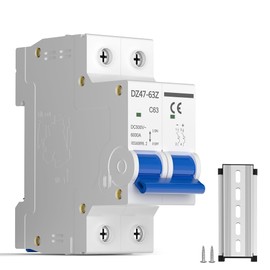 DC Circuit Breaker 16A 2P 500V, Miniature Disconnect Switch for Solar PV System, MCB Thermal Magnetic Trip with DIN Rail Mount C16