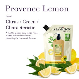 A LA MAISON French Liquid Hand Soap Eco-Friendly Refill Pouch, Provence Lemon - Natural Hand Wash Made with Essential Oils - Biodegradable, Plant-Based, Vegan, Alcohol & Paraben Free (33.8 oz, 2 Pack)