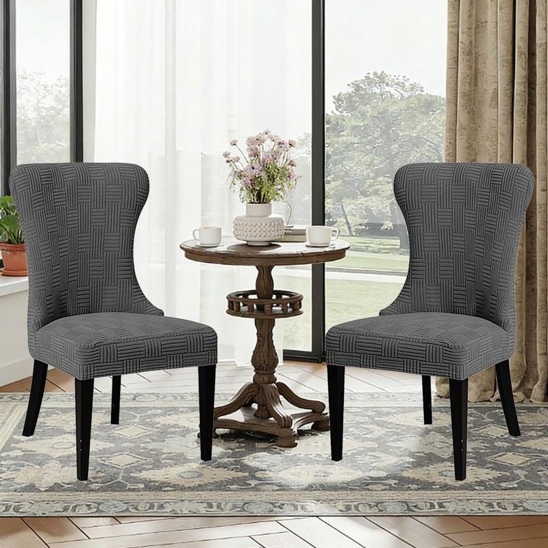 Buenanir Wingback Dining Chair Covers Set of 6 Stretch Jacquard