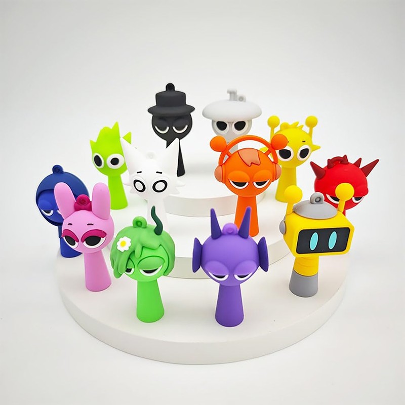 VAWcornic Sprunki 8 Pcs Keychains PVC Desktop Decoration Christmas to