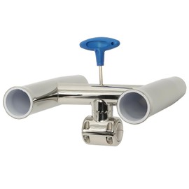 Amarine Made 2 Tube Rocket Launcher Fishing Rod Holder, Adjustable Rod Holder fit for 1" or 1.26" Highly Polished Stainless Steel (2)