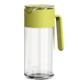 DEOTPSMI Glass Olive Oil Bottle Dispenser, Vinegar Dispenser,Oil Dispenser Bottle for Kitchen,500ml/17Oz Suitable for Storage Oil, Vinegar, soy sauce (Green, short)