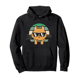 Vintage Orange Cat Lover Sunglasses I Orange Tabby Cat Pullover Hoodie