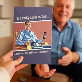 Confettiville Funny Father's Day Card, Hands On Dad, Father's Day, Birthday, Card from Wife, Daughter and Son, Blank Inside, Includes Envelope, 4 x 6 Inches