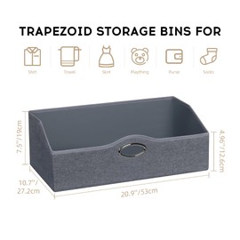 BESBEZOS Storage Fabric Bin, 2 Set Closet Storage Bins with Handle,Trapezoid Storage Box,Foldable Storage Baskets for Shelves Organizer for Clothes,Towels,Books,Shirts,Purse