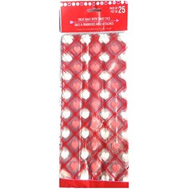 Valentine's Treat Bags with Twist Ties, 25 Ct, Cellophane Heart Print