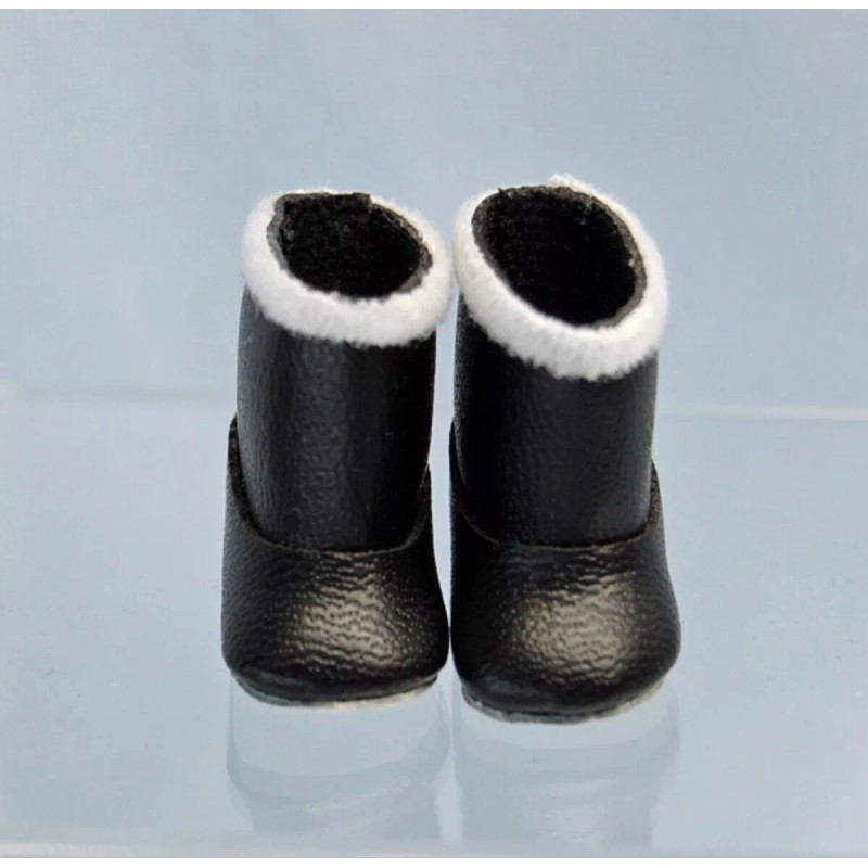 Monique Black Snow Santa Boots w/Faux Fur 28mm Doll Shoes