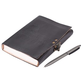 OVERDOSE Colosseum Black Leather Journal - Handmade Notebook for Students, Bound Leather Journal | Sketchbook | Notebook Diary - 5 x 7 Inches | 12 x 17 cm | A6