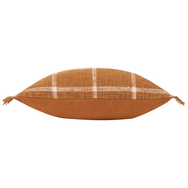 Yard Beni Check Fringed Cushion Cover, 45 x 45 cm