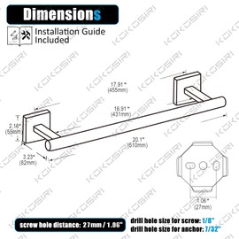KOKOSIRI 20 Inch Towel Bars Robe Hooks Bathroom Towel Coat Hook Toilet Paper Holder Stainless Steel Wall Mount Oil Rubbed Bronze B4005ORB-L20+B1013ORB-P2+B2005ORB
