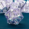 ARUOHHA Hollow DND Metal Dice Set 7PCS Silver Purple Role