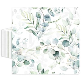 50 Pcs Greenery Eucalyptus Paper Napkins 6.5 x 6.5 Inches, Sage Green Leaves Disposable Luncheon Dinner Party Napkins Cocktail Napkin for Bathroom Bridal Baby Shower Wedding Party Decorations