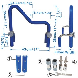 304 Stainless Steel Grab Bars for Bathtubs and Showers, Adjustable Bathtub Safety Rail for Seniors,Sturdy and Durable Tub Grab Bar, Assistance Bathtub Handle Clamp for Elderly Bath Support (122)