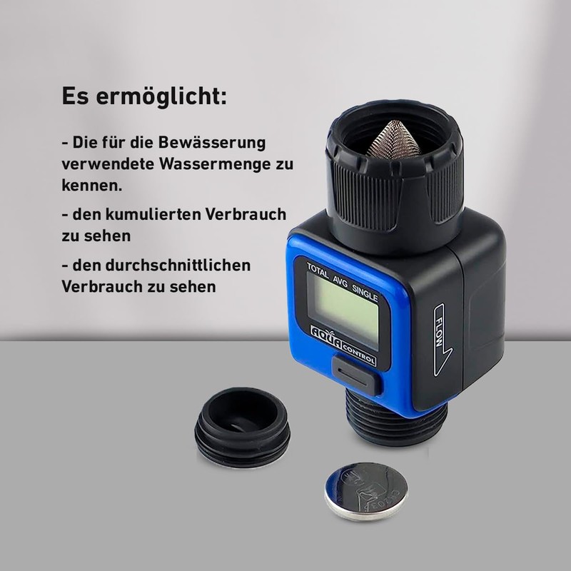 Digital Faucet or Hose Flow Meter 3/4" Thread Measures Your