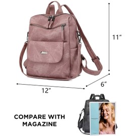 WYFJNX PU Leather Backpack Purse for Women Fashion Multipurpose Design Handbag Ladies Shoulder Bags Travel Backpack Pink