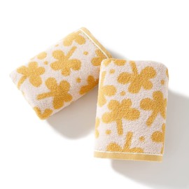 sense gnosis Clovers Pattern Yellow Hand Towels 100% Cotton Fall Decorative Thin Hand Towel Set of 2 for Bathroom 13 x 29 Inch