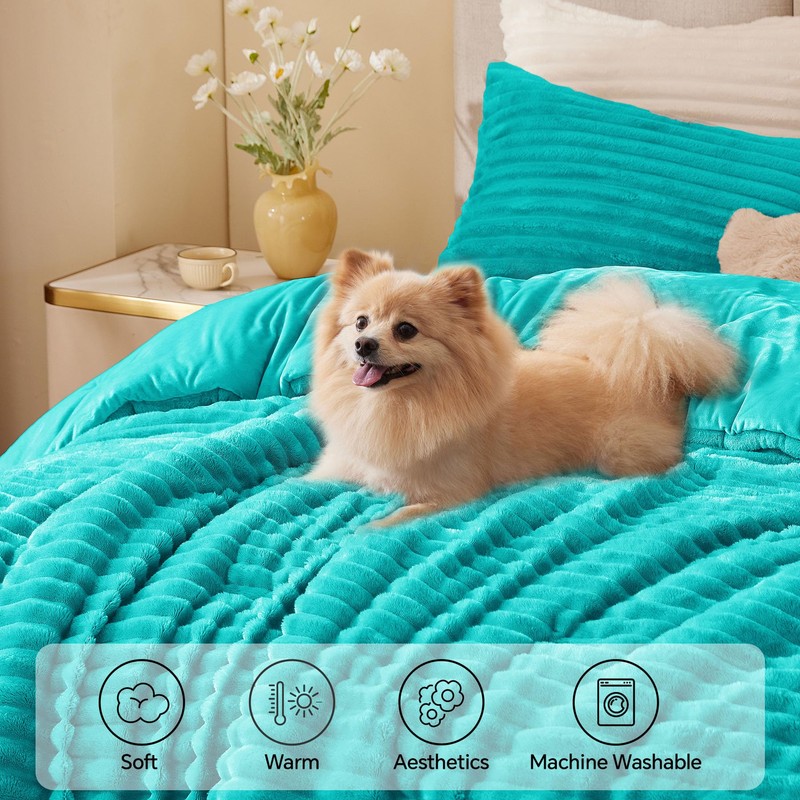 BEDELITE Fleece Twin Comforter Set -Super Soft & Warm Fluffy