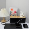 JJQHYC Cable Box Black Cable Box with Bamboo Lid Large