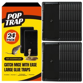 POPTRAP Rat Trap Heavy Duty & Large - 24 Pack, Super Sticky Mouse Trap with Ultra-Strong Glue, Mouse Glue Trap with Scent of Peanut Butter for Indoor & Outdoor, Non-Toxic & Long-Lasting