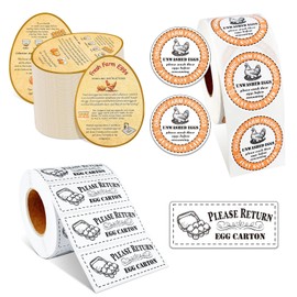 3 in 1 Total 1850pcs Farm Fresh Egg Stickers Set Including 250pcs Handing Instruction Cards,800pcs 2” Round Unwashed just got Laid Carton Stickers,800pcs Rectangular Please Return Egg Carton Labels
