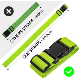 4 Pack Luggage Straps for Suitcases TSA Approved & Suitcase Identifiers Unique Luggage Tags and Straps Set, Adjustable Suitcase Belt Straps with Buckles to Keep Suitcase Secure While Traveling (Green)