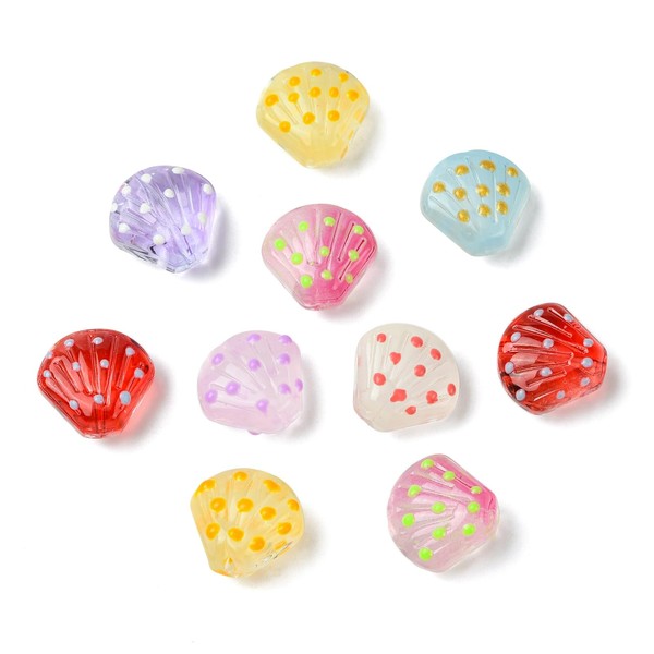 UR URLIFEHALL 14 Pieces Shell Shape Polka Dot Glass Beads